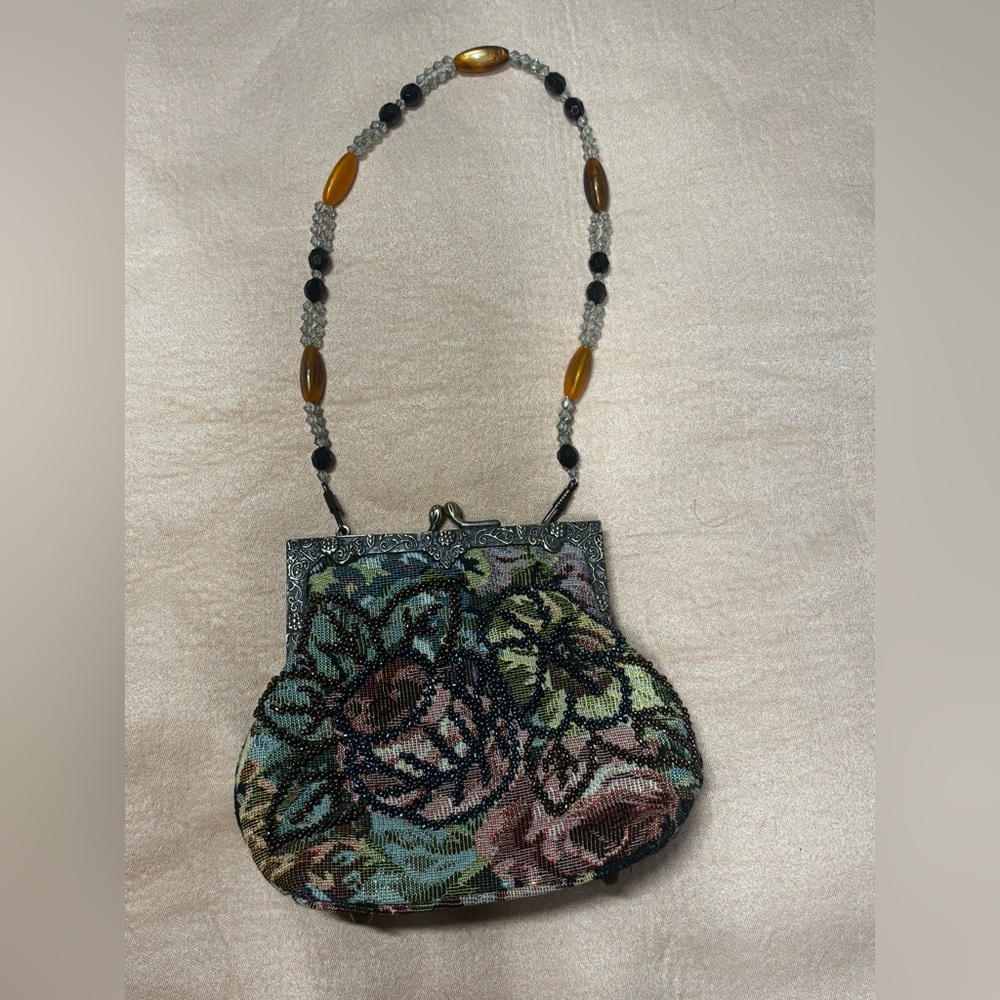 Vintage style Granny Beaded Purse Small Detachable Bead Strap